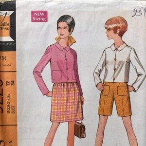 McCall&#39;s 9225 | Büste 34 | Jacke, Rock und Shorts | Vintage 1960er Jahre Schnittmuster