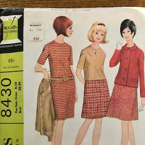 McCall&#39;s 8430 | Bust 28-29 | Jacket, Skirt, Dress or Blouse | Vintage 1960s Sewing Pattern
