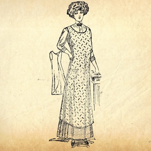 PDF 1900s 1910s Apron Sewing Pattern Digital Download Print At Home Bust 36-38 Vintage Reproduction