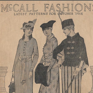 Vintage 1910s McCall Sewing Pattern Booklet Flyer Catalogue October 1914 - PDF DOWNLOAD