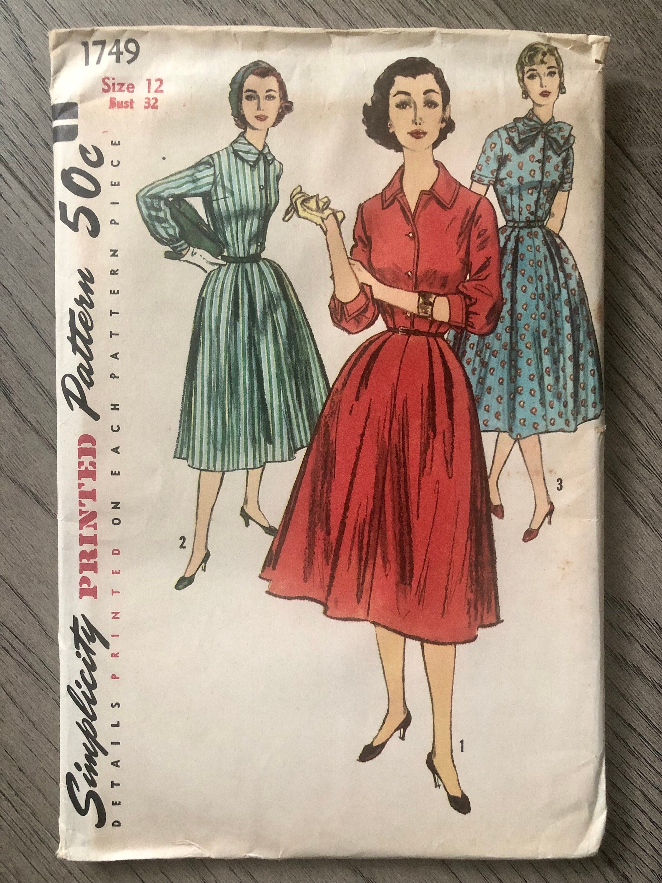 1950s STUNNING Draped Skirt Evening Dress Pattern SIMPLICITY 1679 Two  Lovely Sheath Dress Versions, Flowing Panel and Cummerbund Bust 32 Vintage  Sewing Pattern