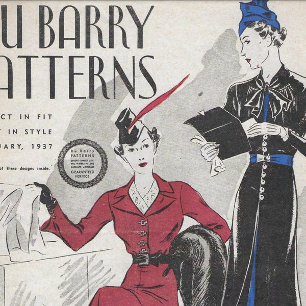 Vintage 1930s DuBarry Sewing Pattern Booklet Flyer Catalogue February 1937 - PDF DOWNLOAD