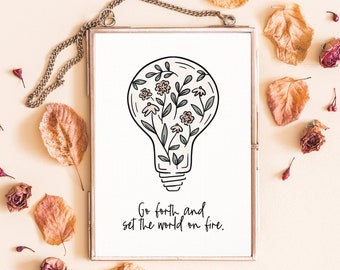 Wildflower Lightbulb - Art Print - Quote - Wall Decor - 5x7 - 8x10