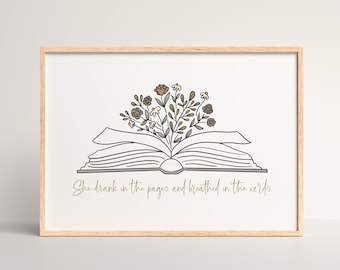 Wildflower Book - Art Print - Quote - Wall Decor - 5x7 - 8x10