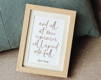 Oscar Wilde Quote Art Print - Autumn Wall Decor
