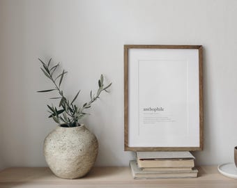 Anthophile - Flowerlover - Wildflower - Literary Wall Art - Logophile - Dictionary Art