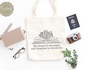 Torba na książki Wildflower Book Tote - ciężka torba płócienna - torba na książki - torba bibliofilska