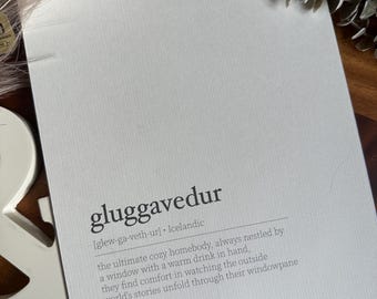 Gluggavedur - Homebody - Icelandic Art - Literary Wall Art - Logophile - Dictionary Art