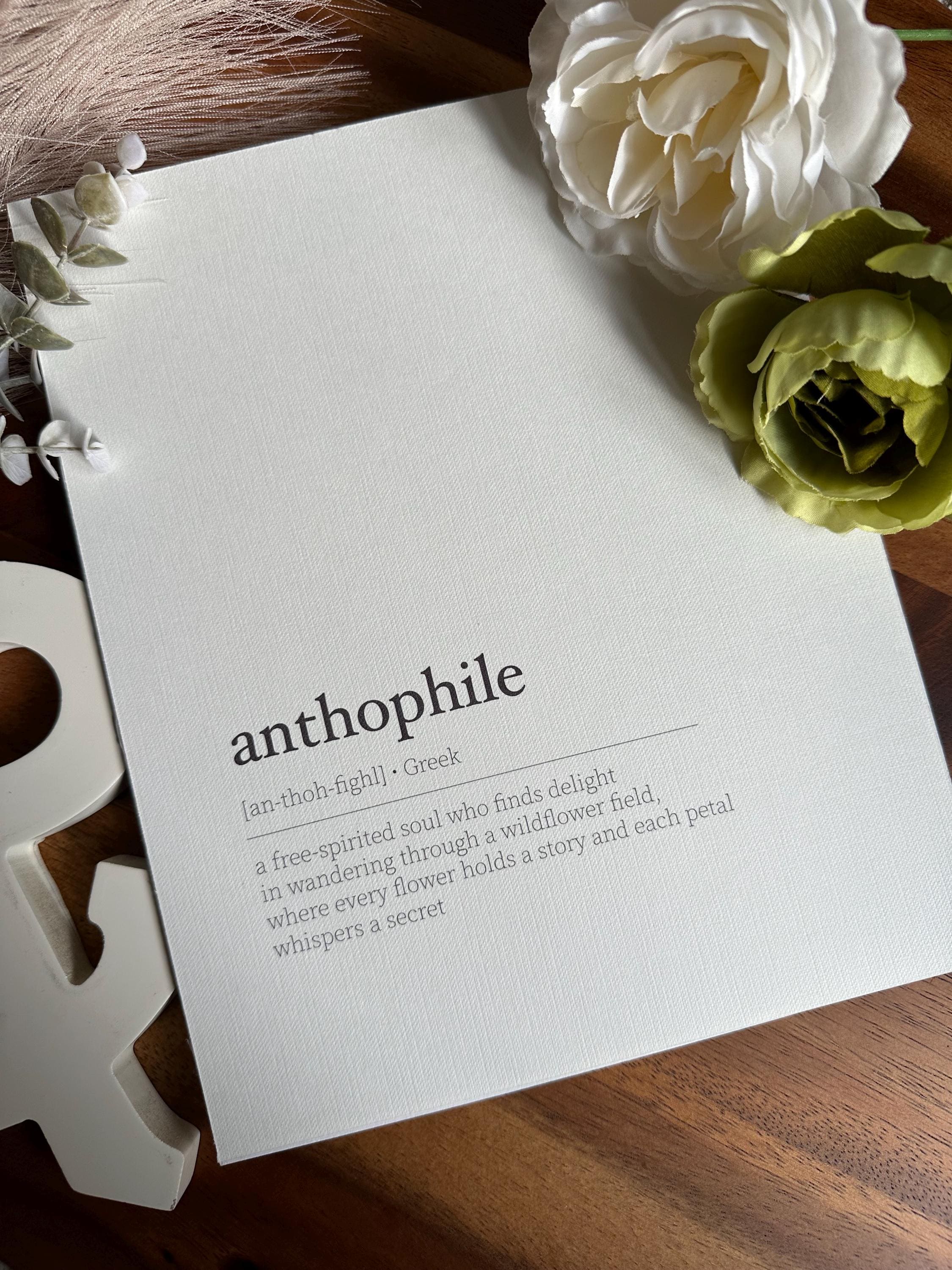 Anthophile - Flowerlover - Wildflower - Literary Wall Art - Logophile ...
