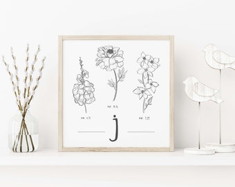 Custom Family Birth Flower Digital Prints