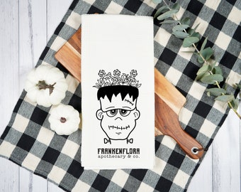 FrankenFlora Tea Towel - Halloween Frankenstein Kitchen Decor