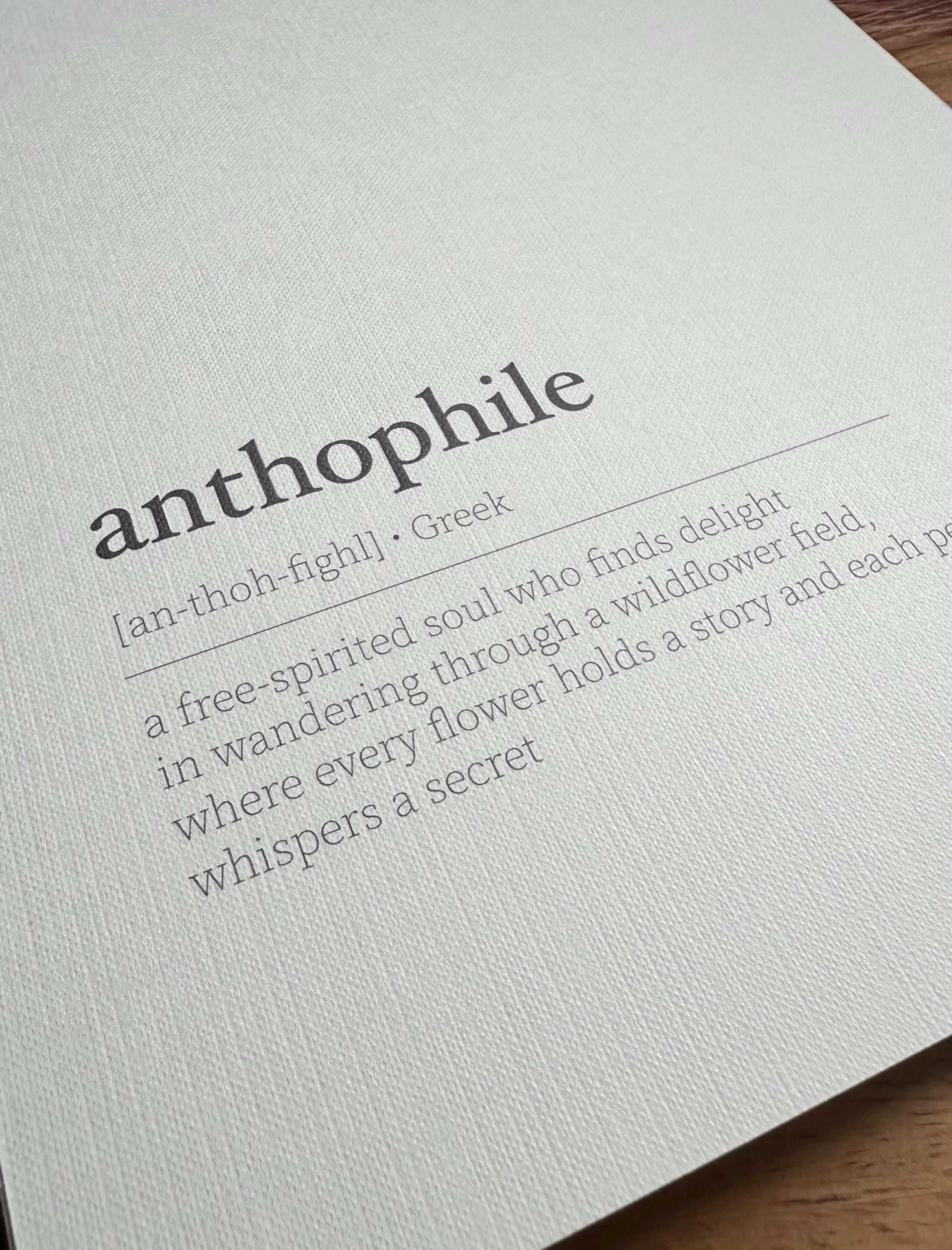 Anthophile - Flowerlover - Wildflower - Literary Wall Art - Logophile ...