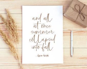 Digital Download - Oscar Wilde Art Print - Fall Wall Decor - 5x7 - 8x10