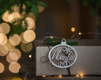 Personalisierte hölzerne Weihnachtsverzierung, Weihnachtsbaumschmuck, Schneeflockenschmuck