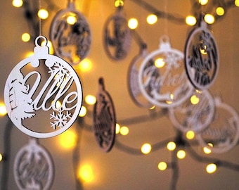 Set von personalisierten Baumschmuck, benutzerdefinierte Weihnachtsdekoration