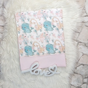 Babydecke / Kuscheldecke Wal und Giraffe