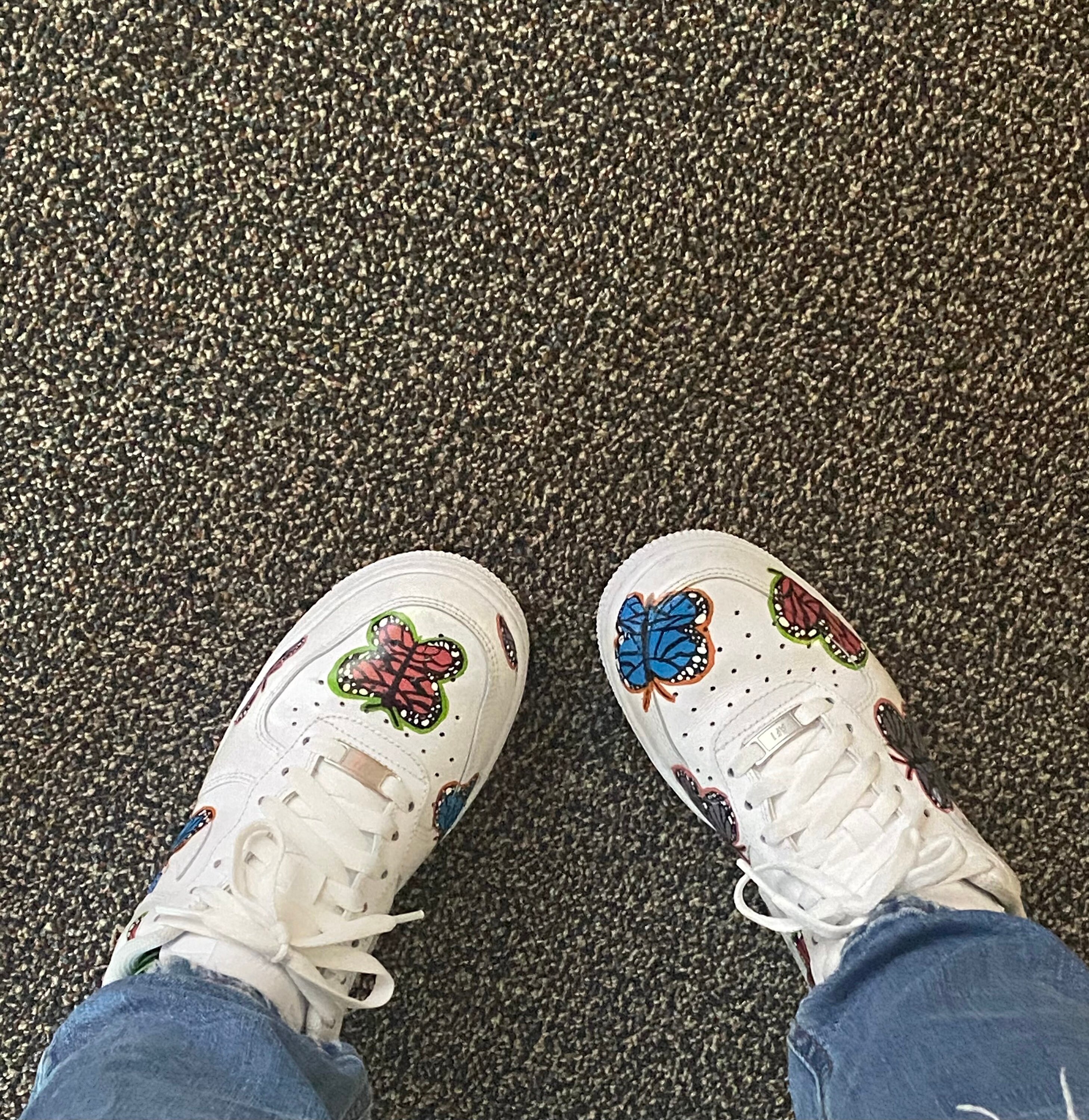 Multicolored Butterfly hand painted custom air force ones | Etsy