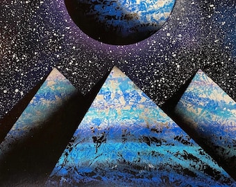 Blue pyramids over water