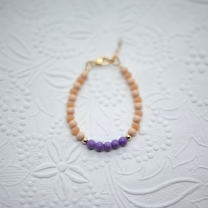 Easter Baby Bracelet / Spring Jewelry / Purple and Orange / 14k Gold / Infant Toddler and Children