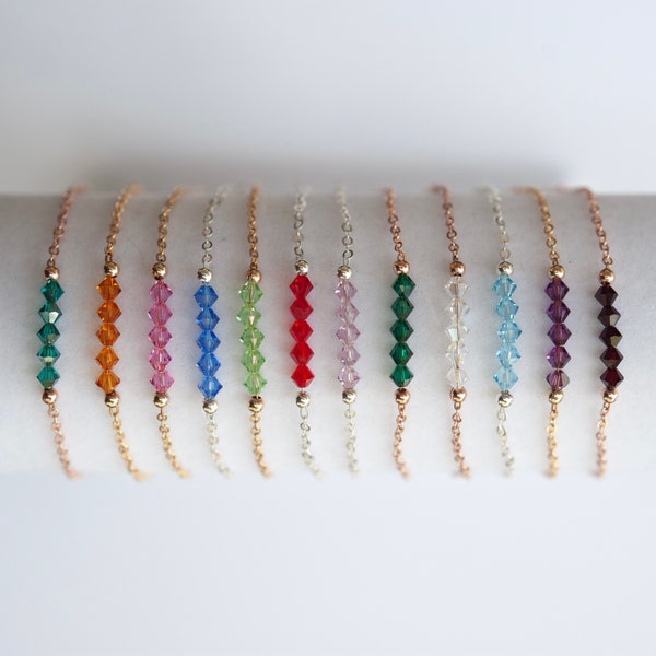 Birthstone bracelets for baby toddler and kids with Swarovski crystals and chain