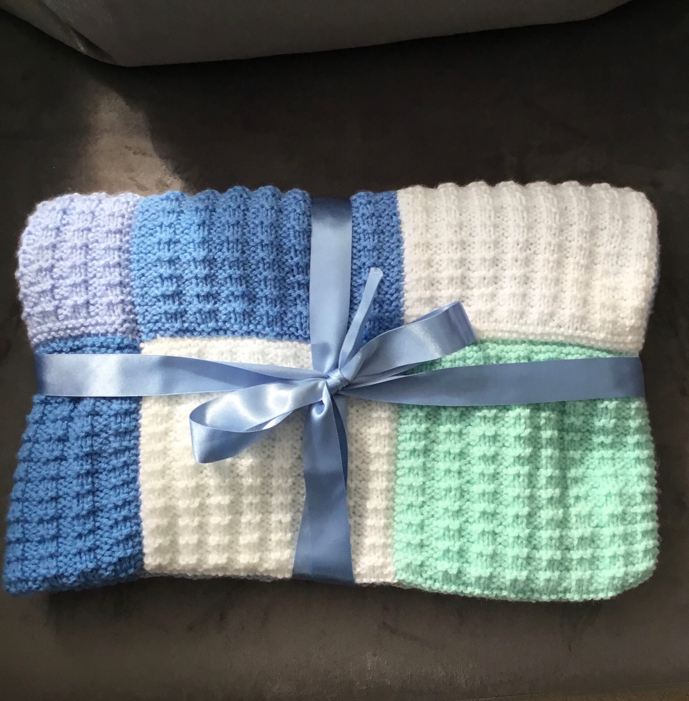 Hand Knitted Patchwork Baby Blanket. Etsy UK