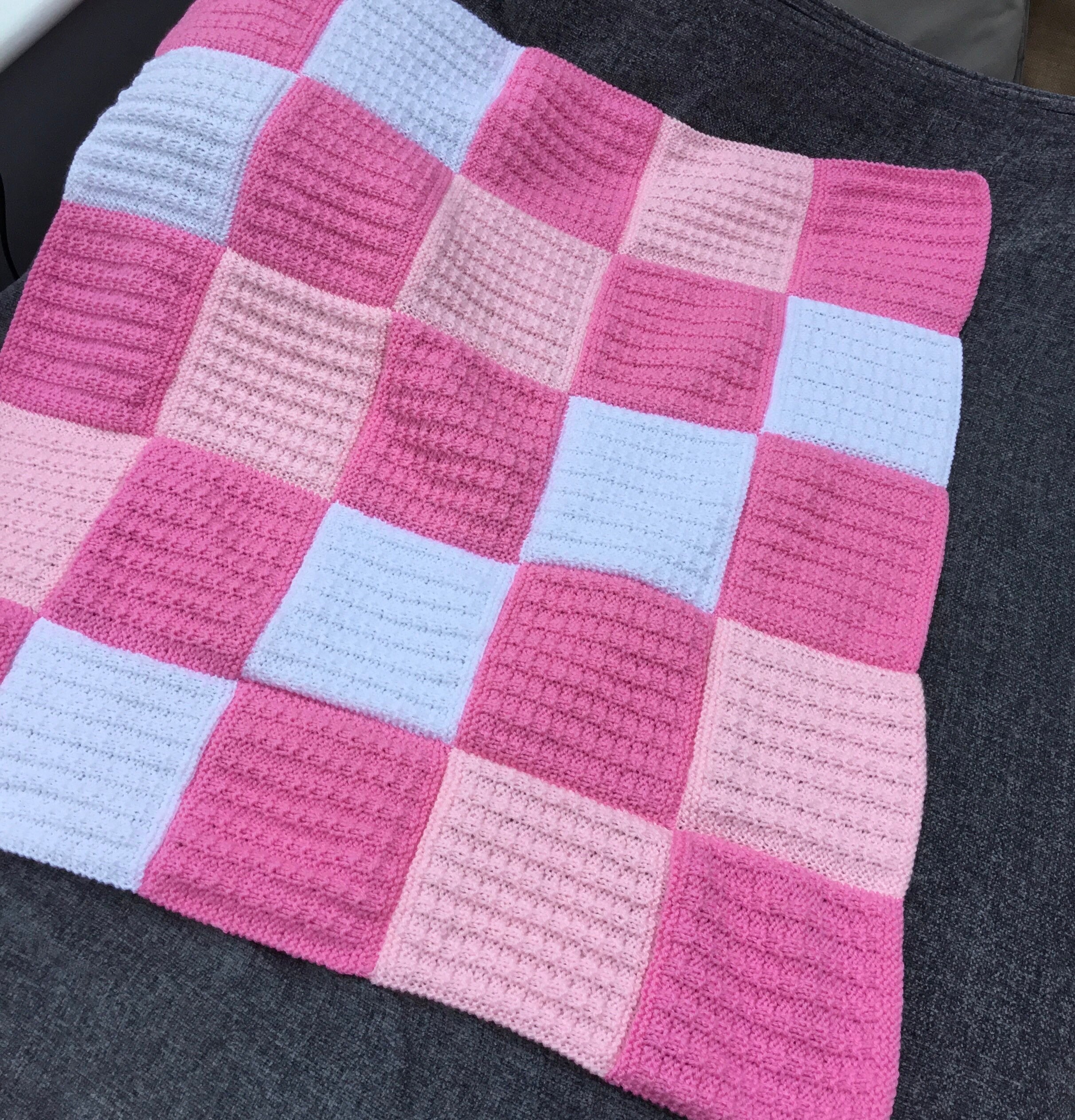Hand Knitted Patchwork Baby Blanket. Etsy UK