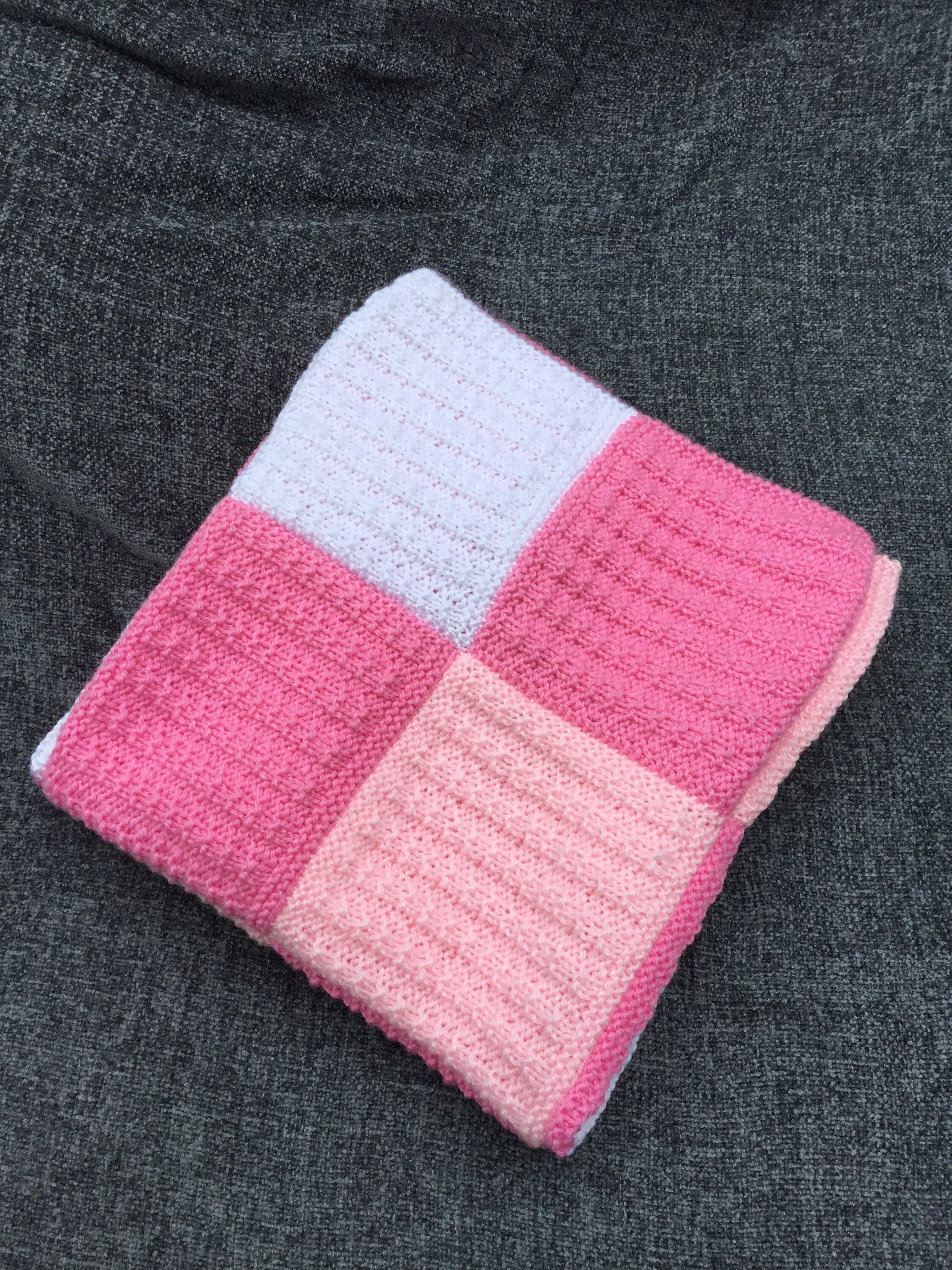 Hand Knitted Patchwork Baby Blanket. Etsy UK