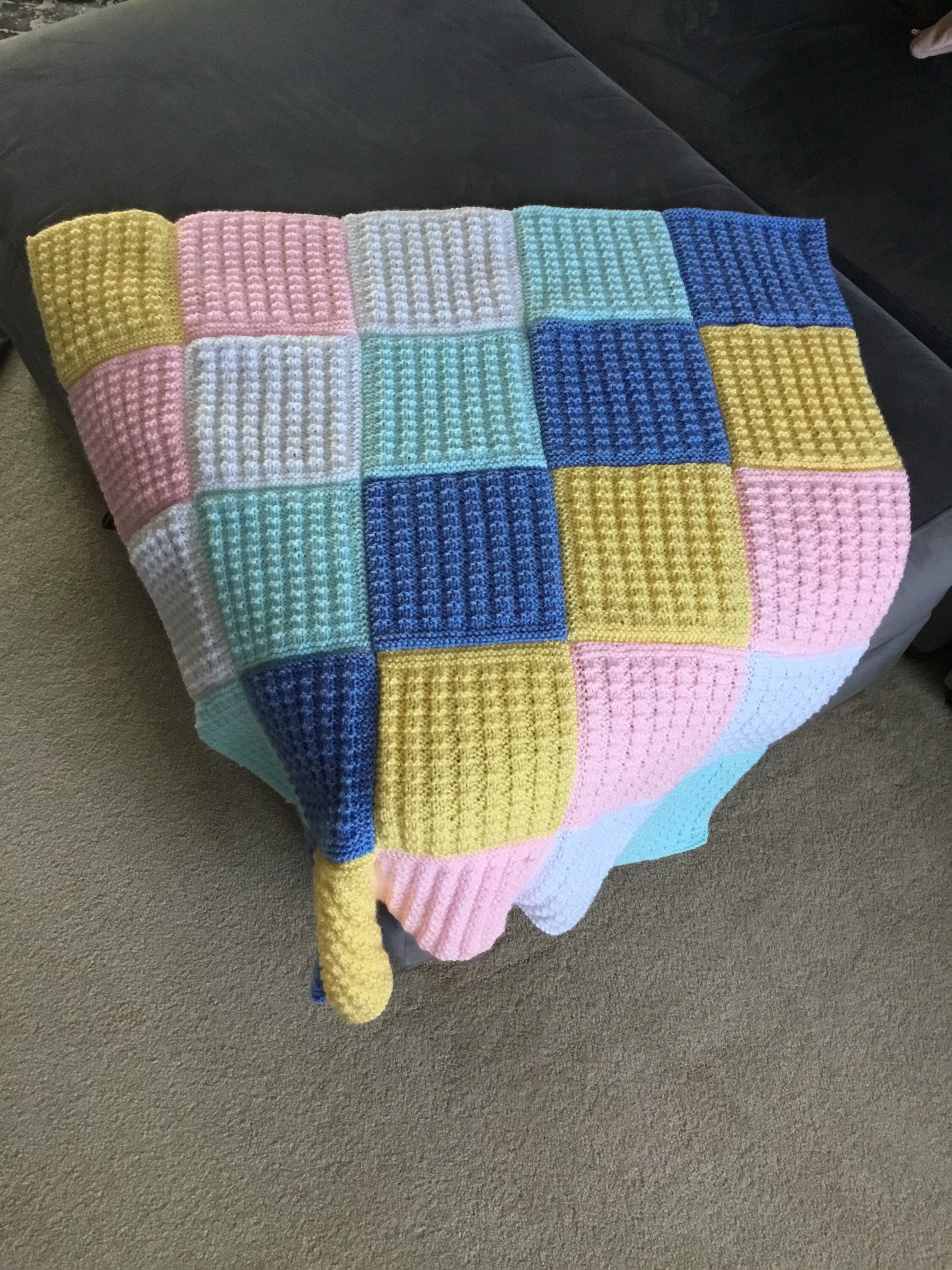 Hand Knitted Patchwork Baby Blanket. Etsy UK