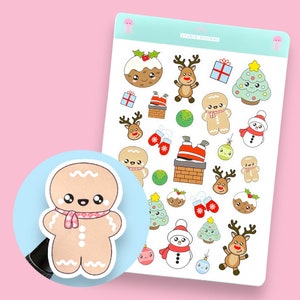 Cute Christmas Planner Sticker Sheet, Kawaii Christmas Stickers, Snowman Stickers, Christmas Tree Stickers