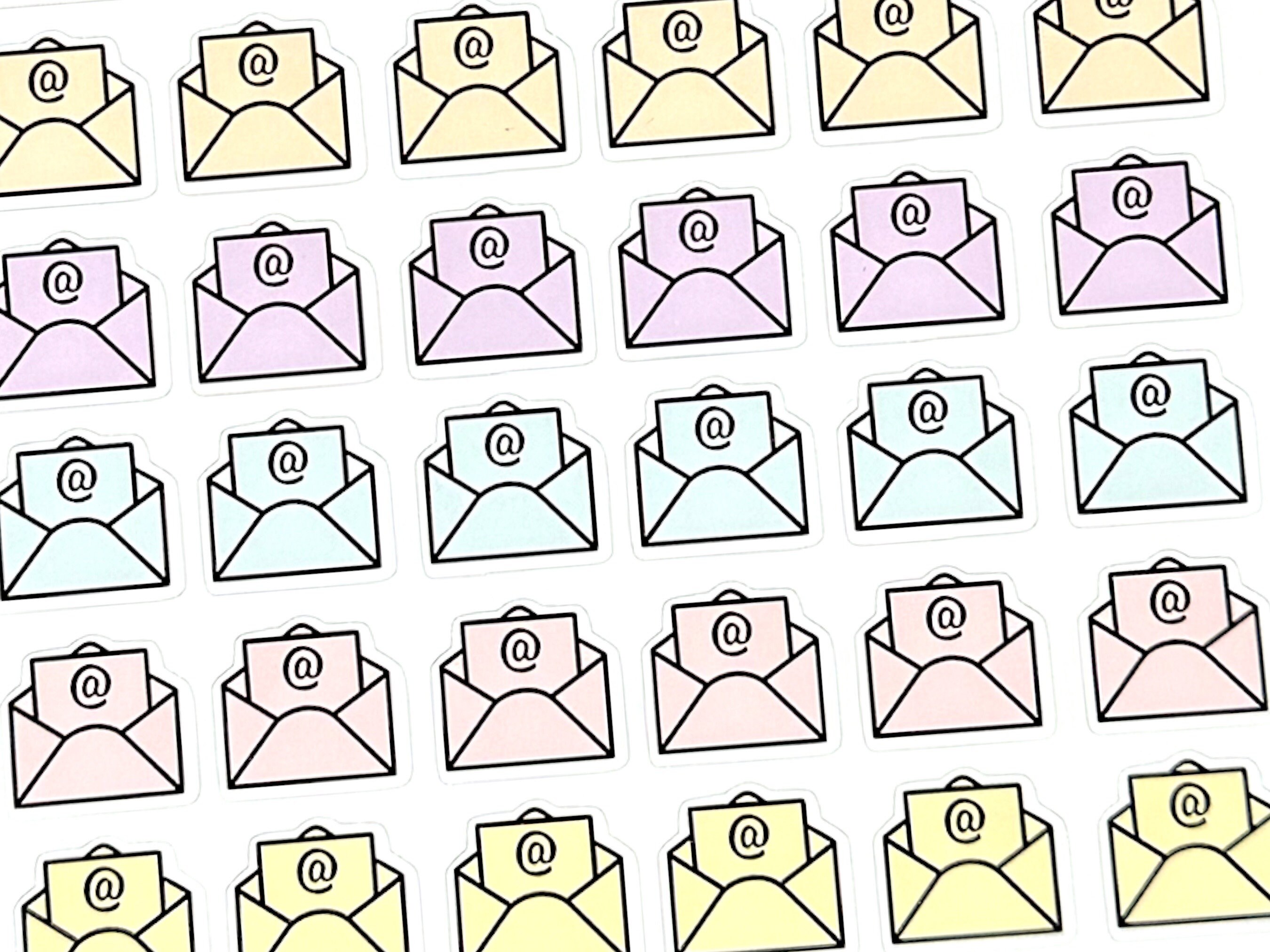 Pastel Email Icon Planner Stickers, 54 Stickers per Sheet - Etsy