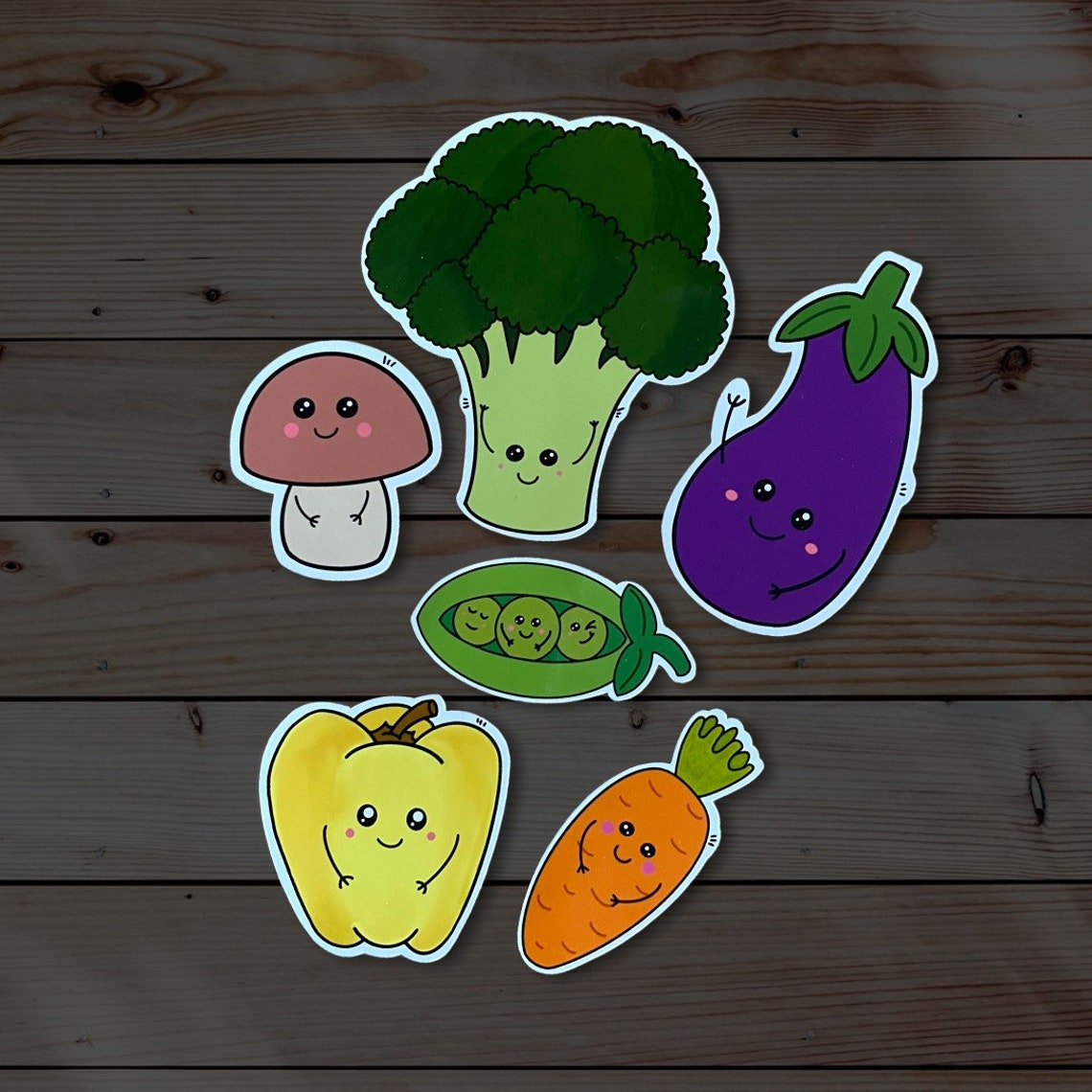 Kawaii Vegetable Die Cut Stickers Cute Veggies Vegan Etsy