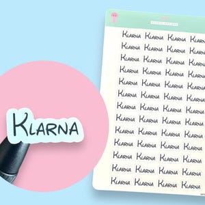 Monatliche Zahlungserinnerungsetiketten, 52 Aufkleber pro Blatt, schmale / lustige Schriftart