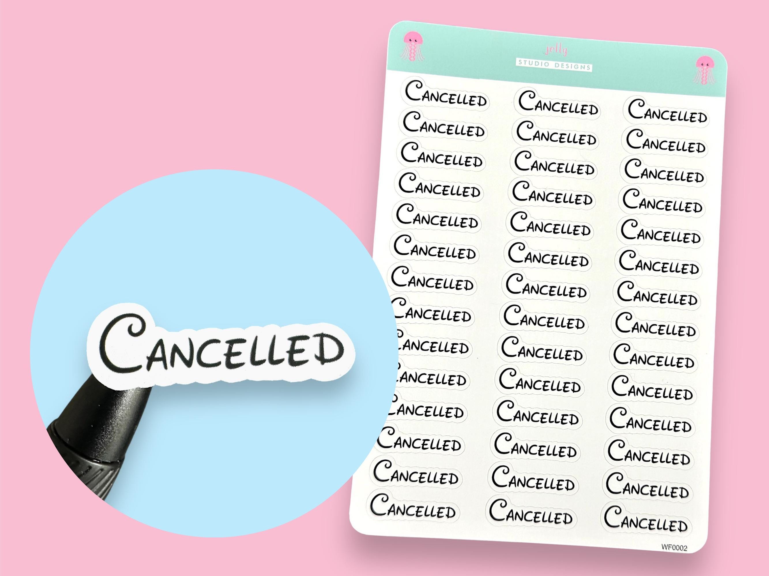Canceled Script Cancelled Script Planner Stickers, 42 Stickers per Sheet, Narrow/fun ...