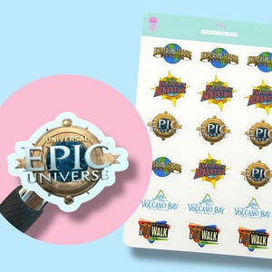 Vacances à Orlando/Planification des vacances, Feuille d'autocollants pour la planification de voyages dans 4 parcs Universal Resort