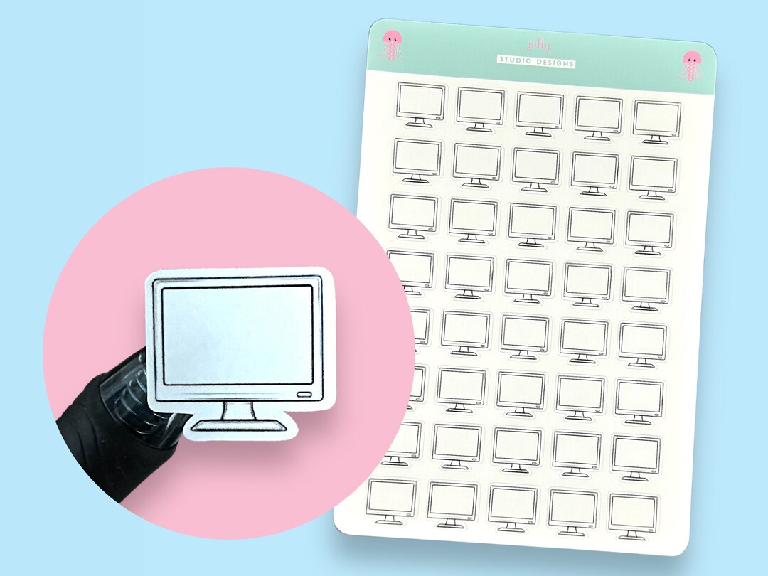 Simple Desktop Computer Icon Planner Stickers, 40 Stickers per Sheet - Etsy