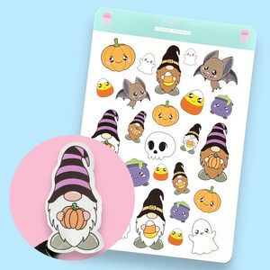 Cute Halloween Planner Sticker Sheet, Gonk Stickers, Kawaii Sticker Sheet