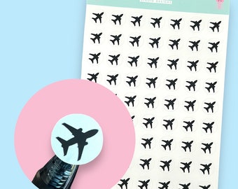 Travel Icon Planner Stickers, Plane Icons, 63 Stickers Per Sheet