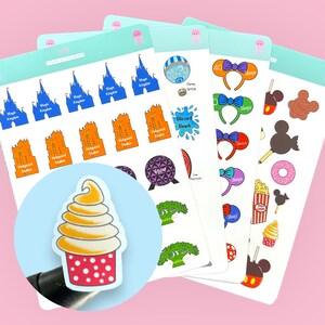 Orlando Park Planning And Magical Snacks Planner Ensemble/cadeau d'autocollants, Oreilles de souris, Vacances/Planification des vacances