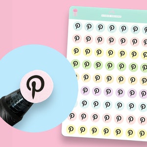 Pastel Social Media Scheduling Planner Stickers, Pinterest Logo Icons ...