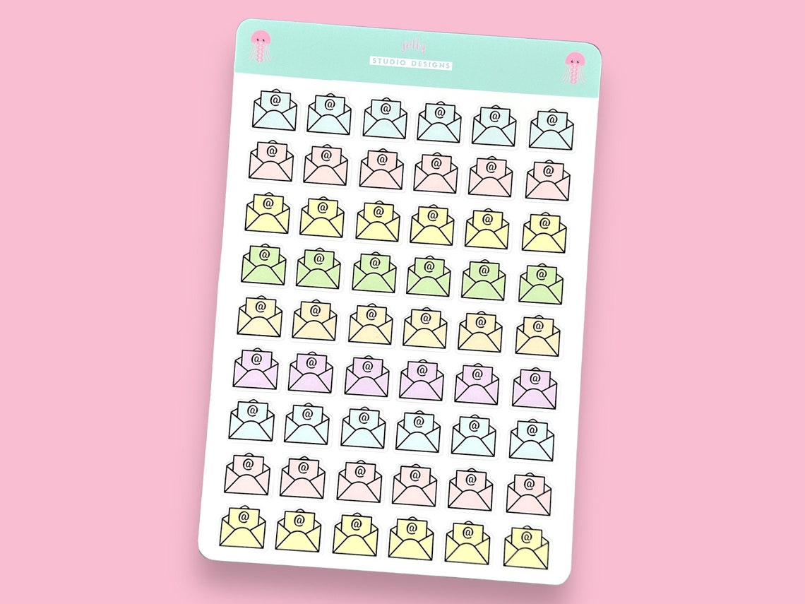 Pastel Email Icon Planner Stickers, 54 Stickers per Sheet - Etsy