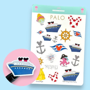 Magical Cruise Planner Sticker Sheet, Holiday/Vacation Planning, Mouse Ears Cruise Line, Florida Planning