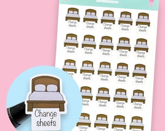 Change Sheets Planner Sticker Sheet, Housework Stickers, Household Planner Stickers