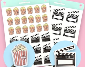 Movie Night Planner Stickers | Popcorn Stickers | Date Night Stickers ...