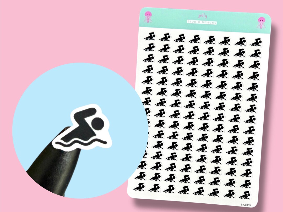 Swimming Icon Planner Stickers, 120 Stickers per Sheet - Etsy