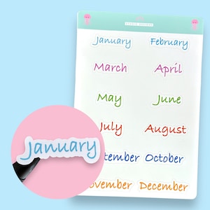 Months Of The Year Header Stickers, Script Planner Stickers