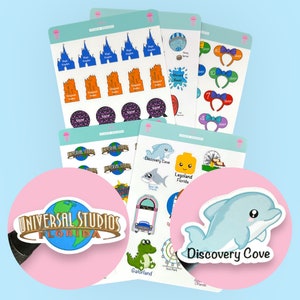 Orlando Park Planning Sticker Set, Stickers For 20 Different Parks, Florida Vacation