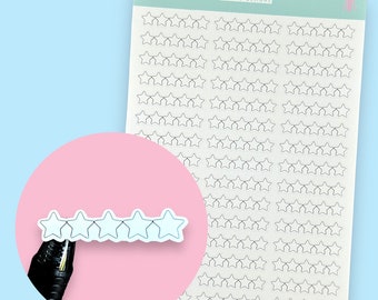 Blank Star Book/Movie Rating Colour In Planner Sticker Sheet, 45 Stickers