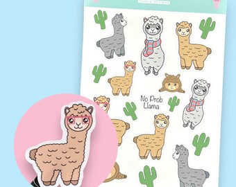Cute Llama Sticker Sheet