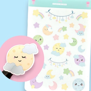 Pastel Kawaii Celestial Planner Sticker Sheet