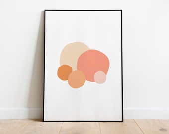 Warm Color Bubbles Printable Wall Art, Abstract Art, Minimalist Poster, Digital Download Art Print, Colorful Wall Decor, Nursery Art